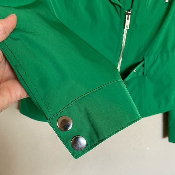 Express bright green moto jacket multiple zippers buckle size S - Picture 9 of 9